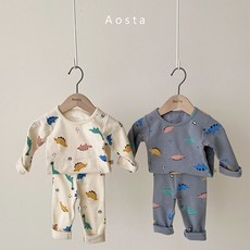 데일리윤 (봄신상) 아오스타 공룡실내복 남아 여아 공용 실내복 세트