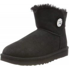 UGG Female Mini Bailey Button Bling 클래식 부츠 블랙 3 (영국)