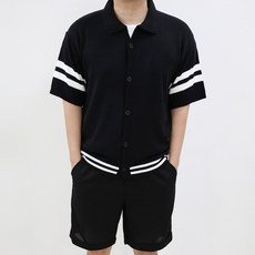 남자배색반팔가디건