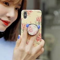 엘지 부드러운 색감 수채화 플라워 꽃무늬 하드 그립톡 핸드폰 케이스