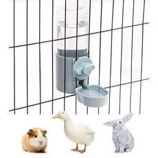 Kathson Rabbit 물병 502.8ml(17온스) 토끼 걸이식 분수 자동 기니피그 물 디스펜서 누출 방지 음료 피더 친칠라 햄스터 고양이 개 작은 동물용 (블루), 1개 - 블루, 1개