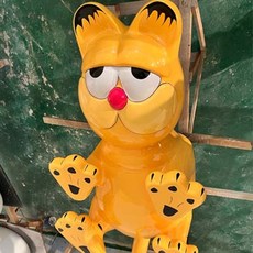  가필드테이블 고양이 캐릭터 거실 협탁, 노란색 