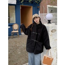 쇼트 떡볶이 코트 모직 반 자켓 양털 하프 QOYO