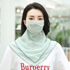 자수 여성 골프 등산 조깅 운동 스포츠 여성 썬 UV 자외선 차단 여름 스카프 얼굴 안면 볼 목 햇빛 햇볕 가리개 패션 골프용 등산용 조깅용 운전 쿨 플라워 쉬폰 마스크