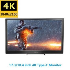 [해외] 18.4 인치 FHD 3840X2160 게임 콘솔을위한 4K IPS게임 모니터 PS3 PS4 MACBOOK 13.3 &QUOT;USBC 포트가있는 미니 PC 컴퓨터, 17.3 4K Monitor