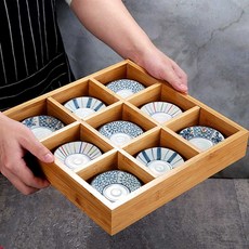 9칸 대나무 호텔 나무 트레이 사시미 플레이팅 접시 초밥 격자, 1개, 5. 12칸 금색 대나무 상자