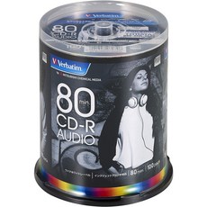Verbatim 바비큐 음악용 CD-R 80분 100장 화이트 프린터블 48배속 MUR80FP100SV2, 상품명참조, 1개