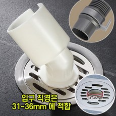 세탁기배수구연결 배수구 트랩 하수구 세탁기 배수 연결 바닥 파이프 원형 유가 31-36mm 호환, 1개