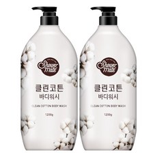 샤워메이트 클린코튼 바디워시 목화솜향, 1200g, 2개