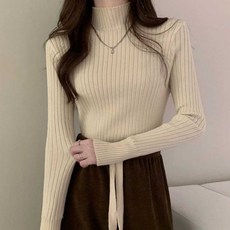 시스제이 슬림핏 목폴라 기모안감 데일리 스타일 골지 티셔츠
