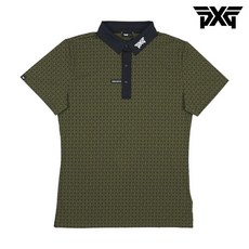 PXG 남성 골프웨어 애슬래틱 핏 크로스 폴로 카라 반팔 티셔츠 카키