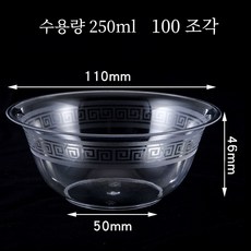Sinbosn 일회용 플라스틱 그릇 항공 크리스탈 식기 투명 두꺼운 단단한 음식 등급 가정용 세트, 100 small bowls [250ml]], 1개