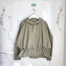 여성 프릴 바람막이 스트링 후드 야상 점퍼