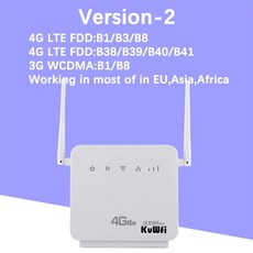 라우터 KuWFi 잠금 해제 300Mbps Wifi 4G LTE CPE 모바일 2개의 LAN 포트 지원 SIM 카드 및 유럽아시아중동아프리카, 협동사, 화이트-2