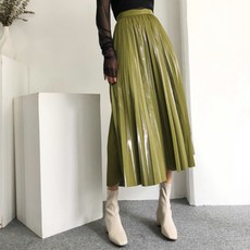 문트 / [MADE] 밴딩 가죽플리츠스커트