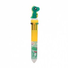 키알리 다색 10색 볼펜 캐릭터 귀여운 공룡 볼펜 멀티펜 (0.7mm) 3개, 색상, 옐로우