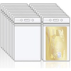 Fushing 20 헤비 듀티 더블 ID 카드 배지 홀더 클리어 버티컬 PVC with 방수 타입 Resealable Zip 플라스, 상세 설명 참조0, One Color