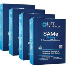 라이프 익스텐션 SAMe 샘이 400mg 타블렛 Life Extension S-Adenosyl-Methionine, 60정, 4개
