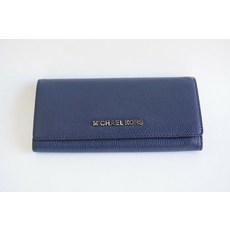 234314 마이클코어스 JET SET TRAVEL PEBBLED 가죽 라지 CARRYALL 지갑 네이비 블루