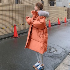 하프 무릎 패딩 여성 후드 캐주얼 루즈핏 겨울 코트 여성 롱 패딩