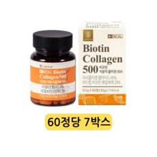 비디컬 비오틴 저분자 피쉬 콜라겐 500 펩타이드 엘라스틴 캡슐 영양제, 7정, 60개