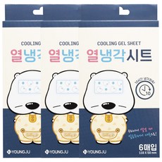 곰탱이 열냉각시트 6매입 3박스 냉각젤시트 유아 아기 열날때 해열패치, 3개