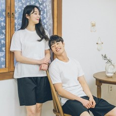 씨엘스토리 남여공용 커플 인견 심플솔리드 5부 파자마 잠옷바지 2매