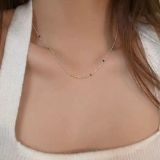 플랜뷰 비즈 레이어드 두줄 목걸이 - 이미지 8