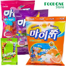 [푸드원스토어] 마이쮸 요거트&오렌지 328g + 딸기&복숭아 284g + 포도&사과 284g 총 3봉지 + 스키틀즈 캔디 1개, 1세트