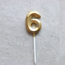 빅사이즈 생일초 케이크픽 특이한 메탈릭 골드 숫자초, 6, 1개, 15g
