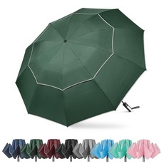 정품보장 G4Free 62 Inch Windproof Inverted Umbrella with Reflective Stripe Large Compact Reverse Golf fo, 다크 그린, 1개