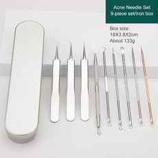 코메돈 블랙헤드 케어 여드름 여드름 클립 헤드 핀셋 페이스 블랙 잡티 뷰티 셀 여드름 추출기 니들 도구 스킨, 10 9PCS With Box, 1개