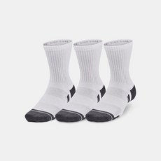 언더아머 1379530 유니섹스 UA 퍼포먼스 코튼 3팩 미드 크루 삭스 양말, XL(31cm-34cm)