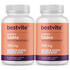 Bestvite 5632520862 동일한 200mg 안정화 (채식주의자 캡슐 120개) (60 x 2) - 삼키기 쉬운 형태 장장 코팅 필요 없음 이산화티타늄 스테아레이트 필러