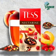 Tess черный чай Nectarine (персик и лесные ягоды), 25 пакетиков по 1.5 г