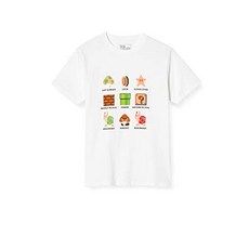 SUPER MARIO 22803459 00.WHT L (슈퍼 마리오) (슈퍼 마리오) 티셔츠 마리오 도트