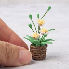 납골당 꾸미기 미니어처 꽃 조화 노란꽃 화분 납골당 미니 화분 조화 꽃 추모 장식 소품 미니어처