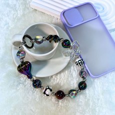  엄지토리 핸드폰 휴대폰 비즈 스트랩 휴대폰스트랩 크리스마스 선물 핸드폰줄, 엘리갠트나비, 4개 