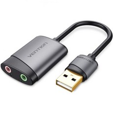VENTION USB 사운드 카드 외장 카드 - PS5 PS4 노트북 PC(2Jack)와 호환되는 소음 감소 칩 스테레오 헤드폰 또는 마이크 컨버터가 있는 3.5mm 잭, 2 jack, 1개