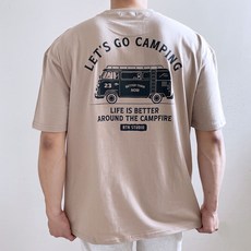 베럴댄나우 남자 20수 캠핑카 프린팅 오버핏 반팔 티셔츠