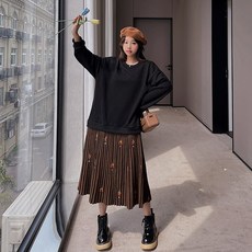 [SEONGJIN]긴팔 배색 롱원피스 가을 봄 빅사이즈[XL-3XL]