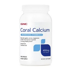 GNC 코랄 칼슘 마그네슘 & 비타민 D3 400mg 캡슐 글루텐 프리, 180개입, 1개