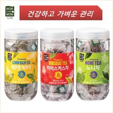 녹차원 건강하고 가벼운 TEA 3종 히비스커스 40T+레몬밤 40T+노니차 3종 피라미드 티백, 제품/구성