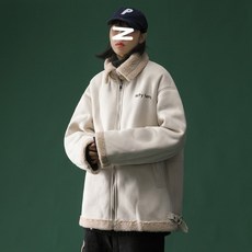 남자무스탕 가을겨울 패딩 남녀 커플용품 유행 코디하기쉬운 학생 루즈핏 오버사이즈 무스탕 램스울 외투