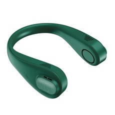 Zeyuan 미니 블레이드리스 교수형 넥 팬 핸즈프리 충전식 개인 팬 3000mAh 조용한 휴대용 여행, 190x200x56mm, 짙은 녹색, ABS 플라스틱 실리콘