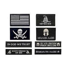 Antrix 8피스 전술 해적 Dont Tread On Me 스파르탄 헬멧 몰론 엠블럼 패치 후크 및 루프 자수 밀리터리 패치 백팩 캡 조끼 군복 서비스 개 하네스