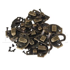 10PCS 앤티크 빈티지 주얼리 박스 미니 해스프 락 브론즈 29x27MM 못, 없음