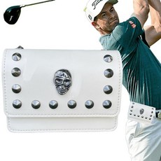 골프 보관 가방 골프 거리 측정기 하드 쉘 케이스(블랙 리벳 포함) 두개골 패턴 충격 방지 골프 거리 측정기 보관 주머니, 하얀색, 1개