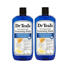 닥터틸즈 퓨어 앱섬솔트 버블 바스 밀크 앤 허니 34oz(1 000ml) 2팩 Dr. Teal's