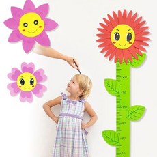 [오너클랜] 꽃모양 아이키재기 스티커 벽부착식 키재기 150cm, 1개